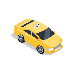Isometric Yellow Taxi Cab