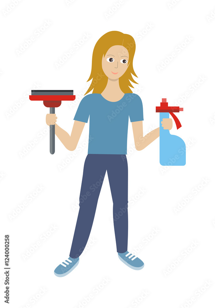 Wall mural cleaning service flat style vector web banner