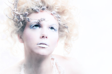 Closeup portrait of winter queen