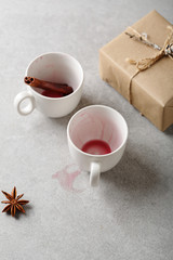 Empty cups after mulled wine