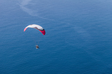 aerial view of the paraglider over the coast line