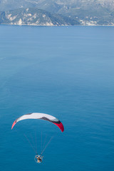 aerial view of the paraglider over the coast line