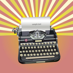 Retro vector typewriter. Vintage vector illustration