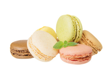 Macaroons on white background