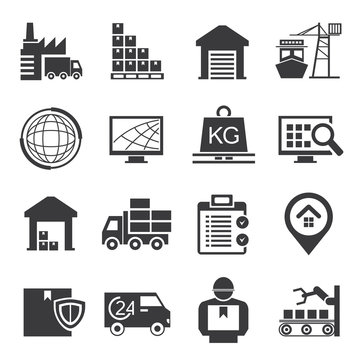 logistics, supply chain icons