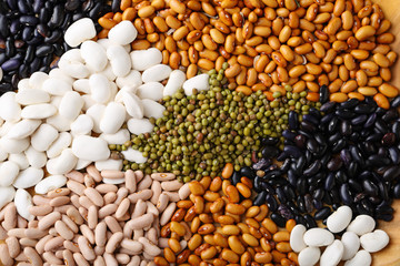 Set of raw beans and mung