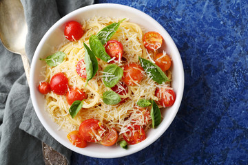 Tasty spaghetti with fresh tomato