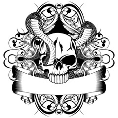 skull and snakes