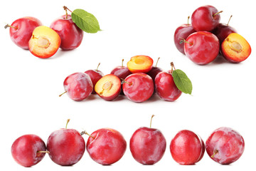 Fresh plums isolated on a white