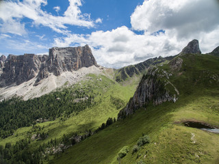 Aerial View of Dolomite Mountains, landscape summer