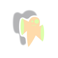 Vector illustration paper sticker Halloween icon ghost
