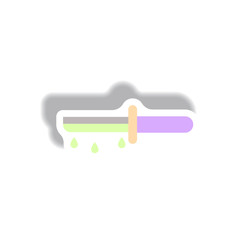 Vector illustration paper sticker Halloween icon bloody knife
