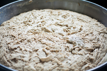 Huge mechanism for dough mixing at bakery