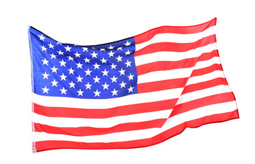 Fototapeta premium Ruffled American flag isolated on white