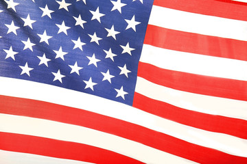 Fototapeta premium Ruffled American flag, close up view