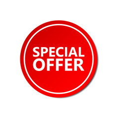 Special offer sticker. Commercial red offer label. Vector isolated illustration.