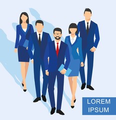 Business men and women silhouette. team business people group hold document folders