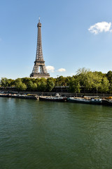 Cityscape of Paris on Eiffel Tower and River Seine