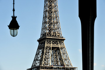 Detail of Eiffel Tower in a sunny day