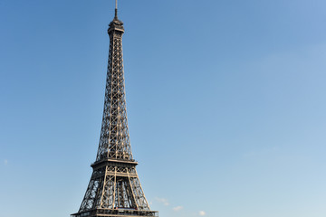 Fototapeta na wymiar Detail of Eiffel Tower in a sunny day