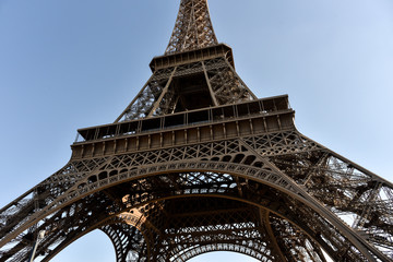 Detail of Eiffel Tower in a sunny day