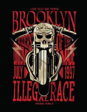 vector skull rider motorbike print