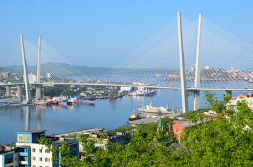 Владивосток, вантовый мост через бухту Золотой Рог 