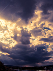 Fototapeta premium dramatic and grungy sky seen through a fisheye lens