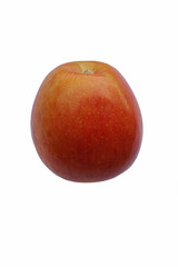 Jazz apple (Malus domestica Scifresh). Hybrid between Royal Gala and Braeburn apples. Image of apple isolated on white background