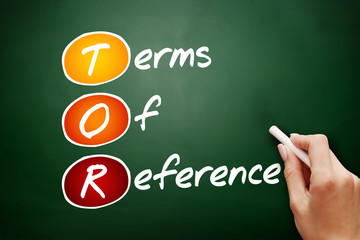 Hand drawn TOR - Terms of Reference, acronym business concept on blackboard