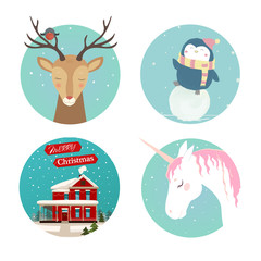Vector icons on Christmas theme