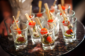 canape selection on slate platter