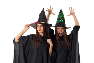 cutie cheerful girls in halloween style