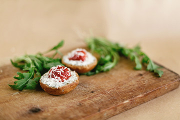 delicious fresh canape with gorgonzola parmezan and strawberry a
