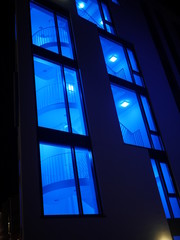 blue illuminated windows