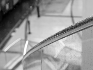 Water and rain drops on the glass, abstract view