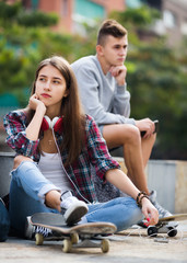 Teenager couple having an argue