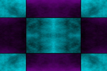 Illustration of an abstract purple and cyan square frame