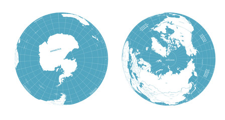 Earth globe arctic and antarctic view vector illustration - obrazy, fototapety, plakaty