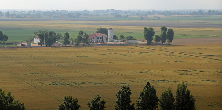cultivated fields in the vast Po Valley in central Italy