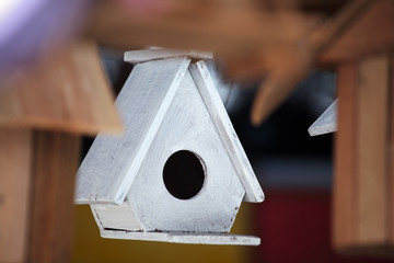 Obraz na płótnie Canvas white wooden bird house