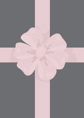 pink gift box with gray bow ribbon