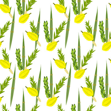 Sukkot - Jewish holiday seamless pattern.