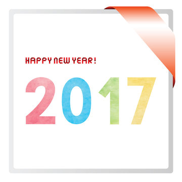 Colorful watercolor on happy new year 2017 text