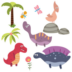 Set funny dinosaurs