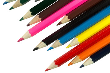 Fototapeta premium colored pencils on a diagonal