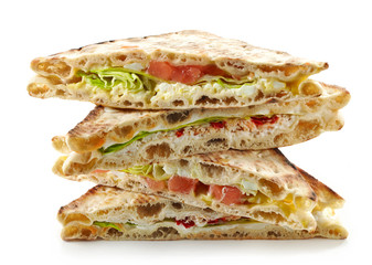 stack of various sandwiches