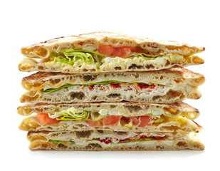 stack of various sandwiches
