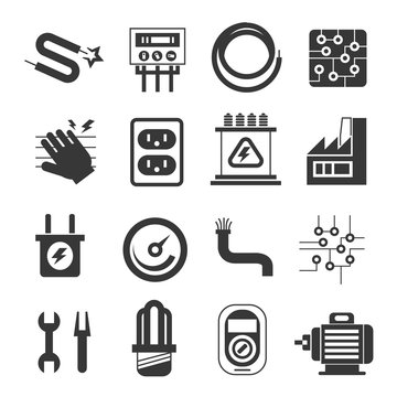 electricity icons, industry icons