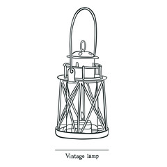 Vintage Candle lamp Line sketch style